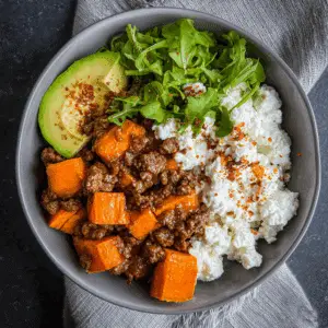 Sweet Potato Beef Bowls with Cottage Cheese