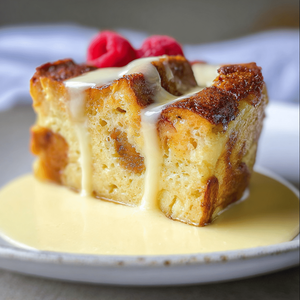 Custard Bread Pudding with Vanilla Sauce