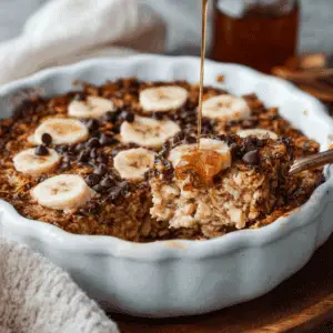 Baked Oats with Banana and Maple Syrup