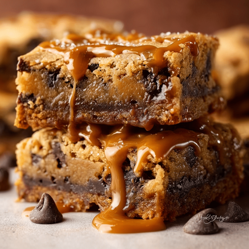 Gooey Caramel Chocolate Chip Bars