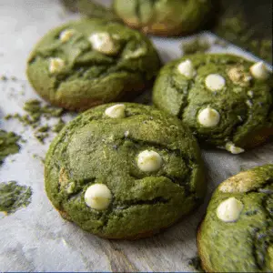 Matcha Mochi Cookies with White Chocolate Chips