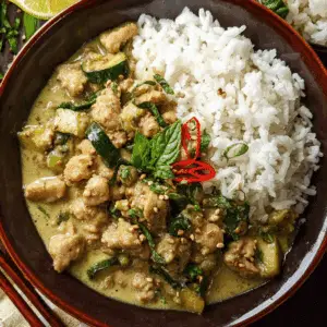Ground Chicken Thai Green Curry with Coconut Milk