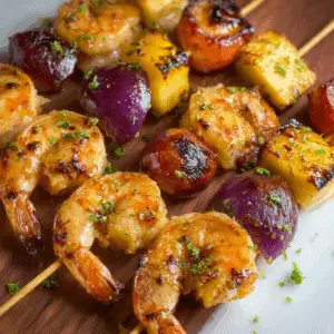 Skewered Ginger Shrimp with Plums